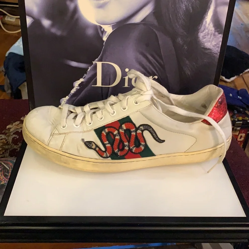 Gucci White snake low‎ Ace sneakers size 9.5
